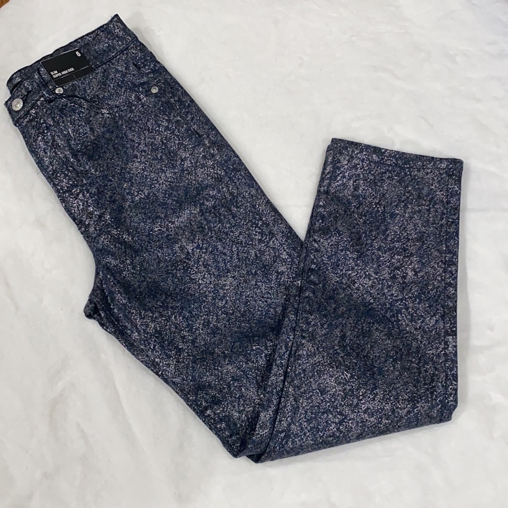 EXPRESS Slim Super Hight Rise Jeans Metallic Size 6 - Picture 2 of 8